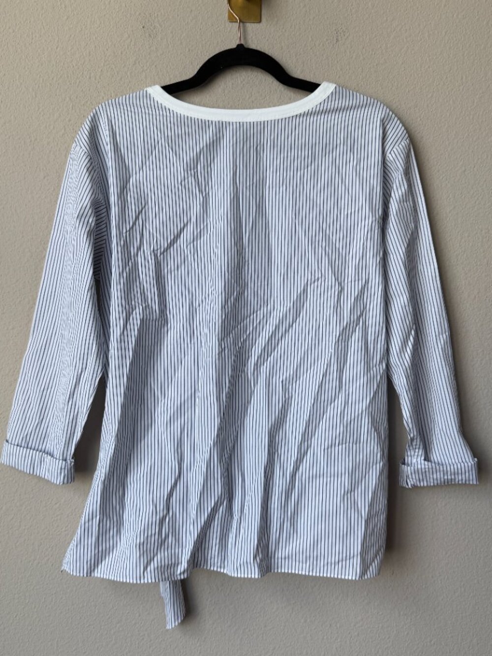 Theory Serah Stripe Cotton Side Tie Shirt Size S - Picture 5 of 5